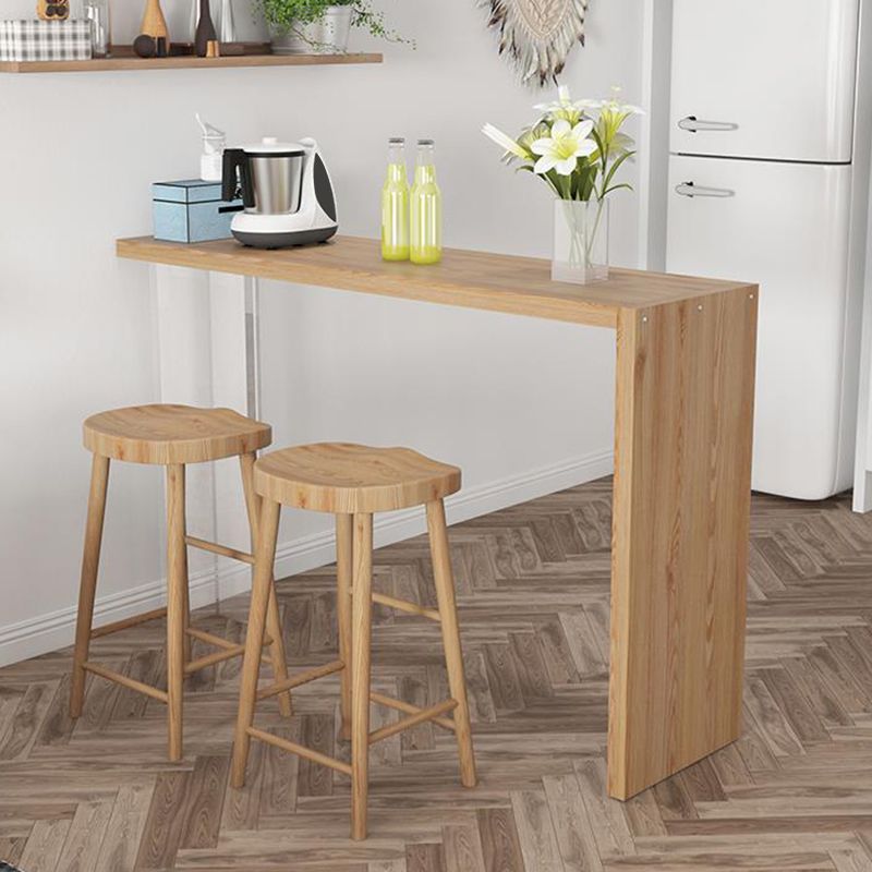 Contemporary Style Bar Table Solid Wood Bar Dining Table with Double Pedestal