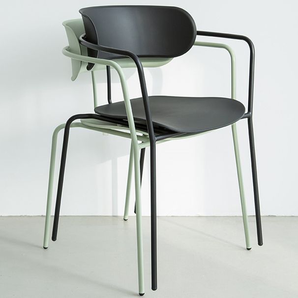 Industrial Metal Balcony Arm Chair Matte Finish Open Back Dining Chair (Set of 4)