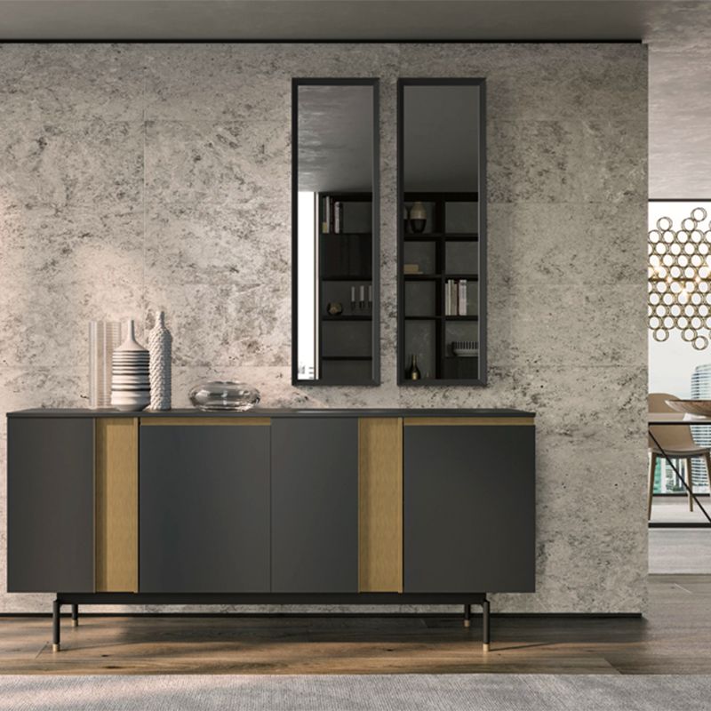 Standard Cabinet Metal and Solid Wood Accent Cabinet with Doors