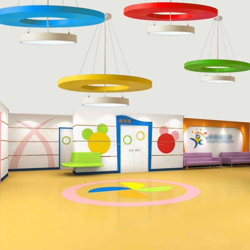 Circular LED Pendant Lamp Modern Metal Amusement Park Hanging Light Kit