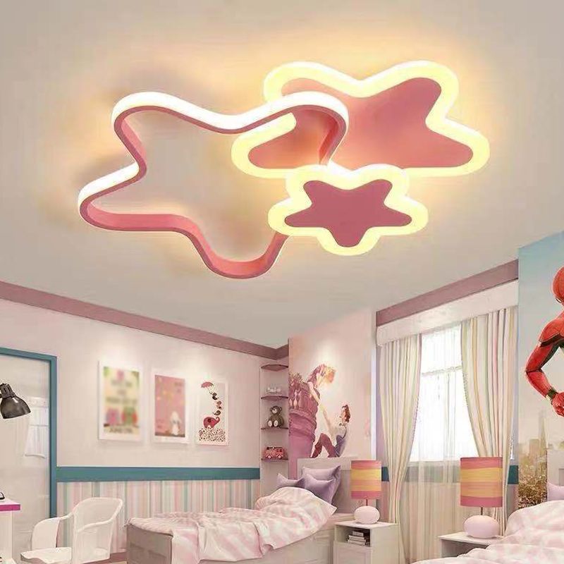 Star Flush Mount Verlichting 1 Licht Acryl Cartoon Flush plafond lichte armaturen voor meisjes slaapkamer