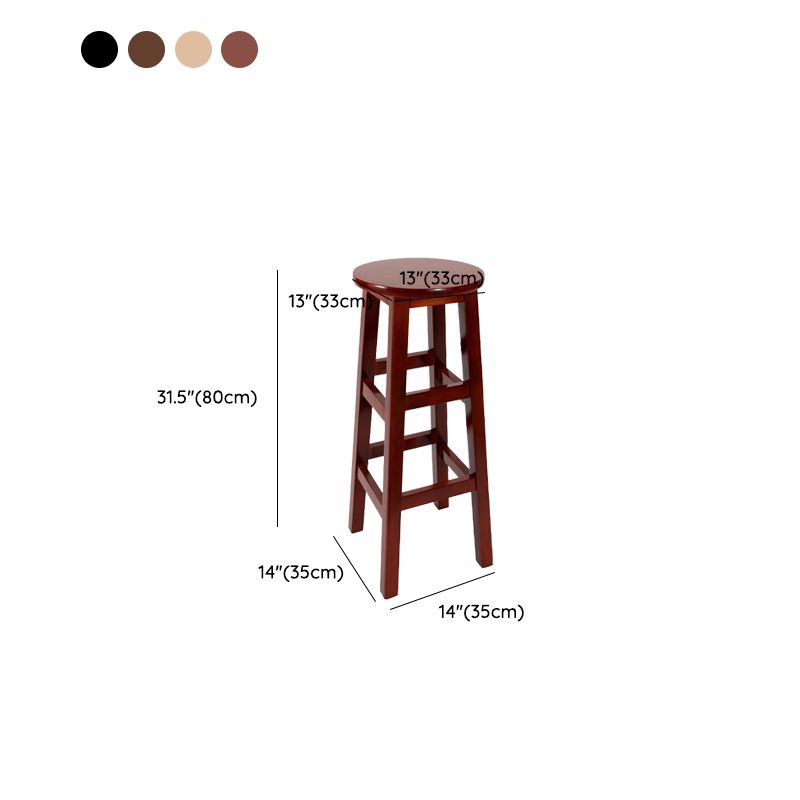 Modern Style Bar Stool Solid Wood Backless Bar Stools for Dining Room