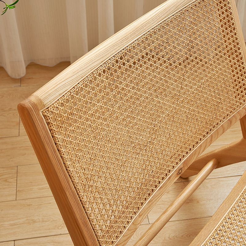 Solid Wood Armless Chair Woven Back Lounge Chair for Living Room