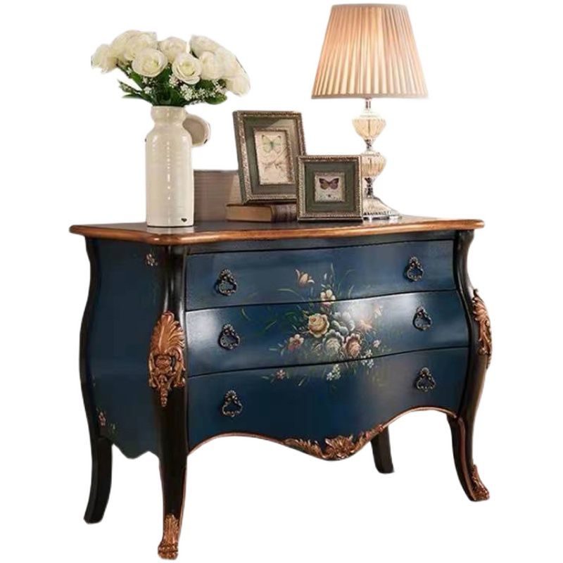 Traditional Wooden Dresser Horizontal 3 Drawers Chest without Mirror
