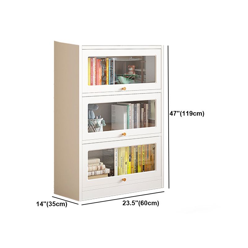 White Bookshelf Contemporary Style Bookcase with Door for Home Office
