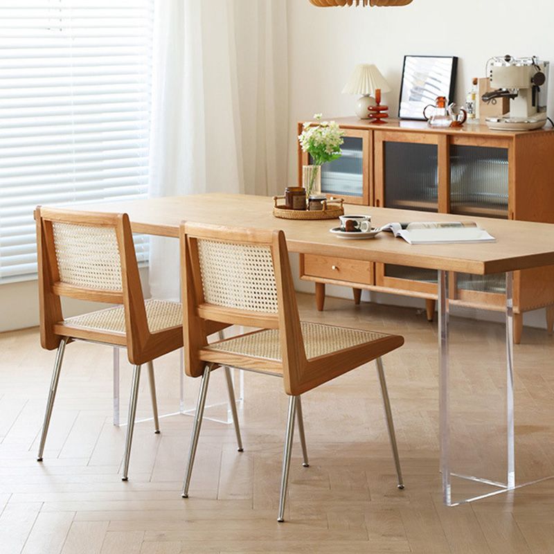 Glam Rectangle Table Wooden Table with Acrylic Legs for Home