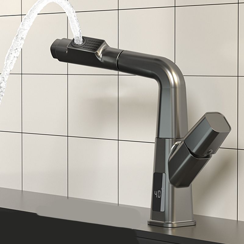 Modern Vessel Sink Faucet Knob Handle Swivel Spout with Pull Down Sprayer