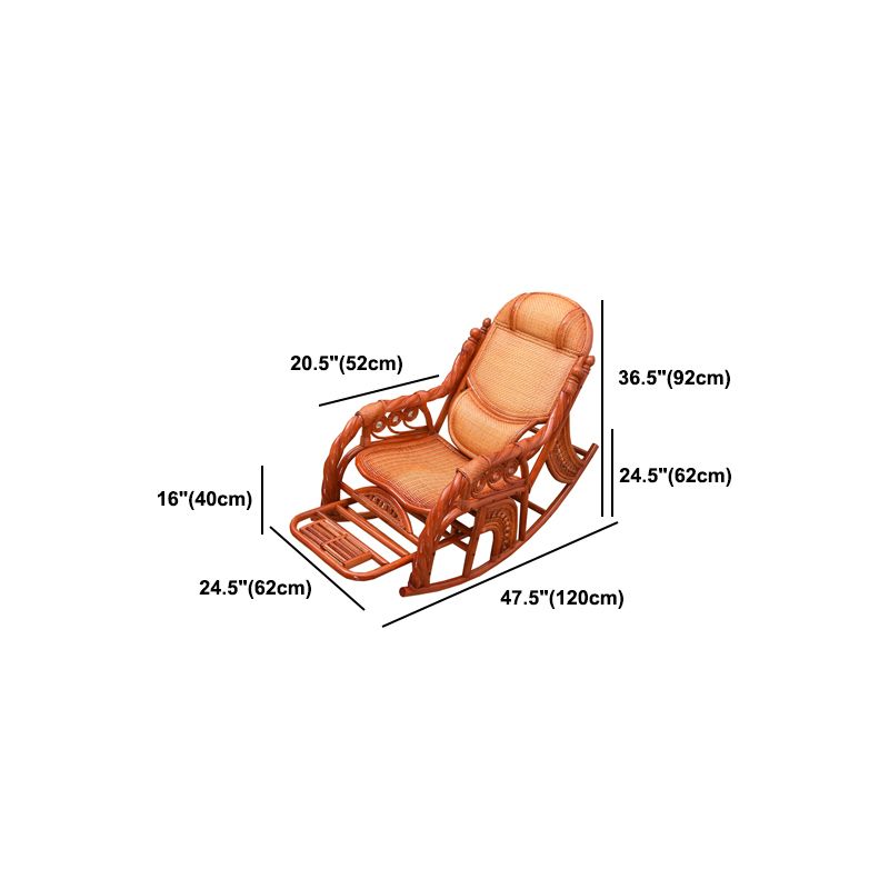 Espresso Rattan Rocking Chair Antique Reclining Rocker Chair 24.4" x 47.2" x 36.2"