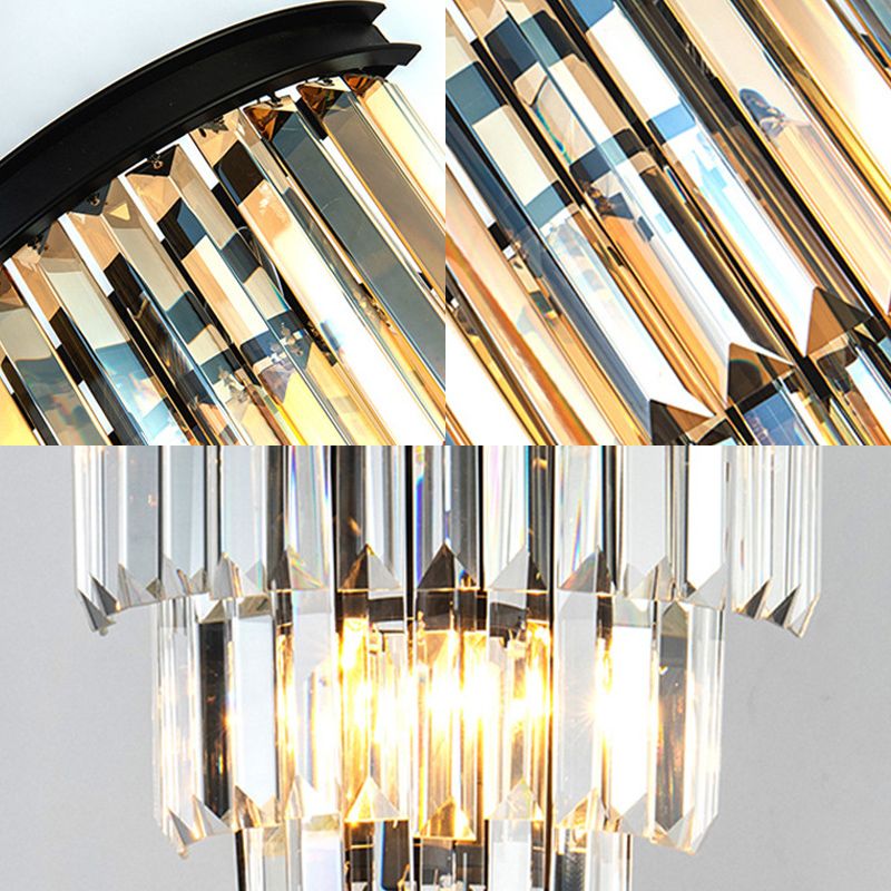 Sfonce da parete in cristallo a 2 luci in moderna lampada da parete in ferro battuto in ferro battuto per camera da letto