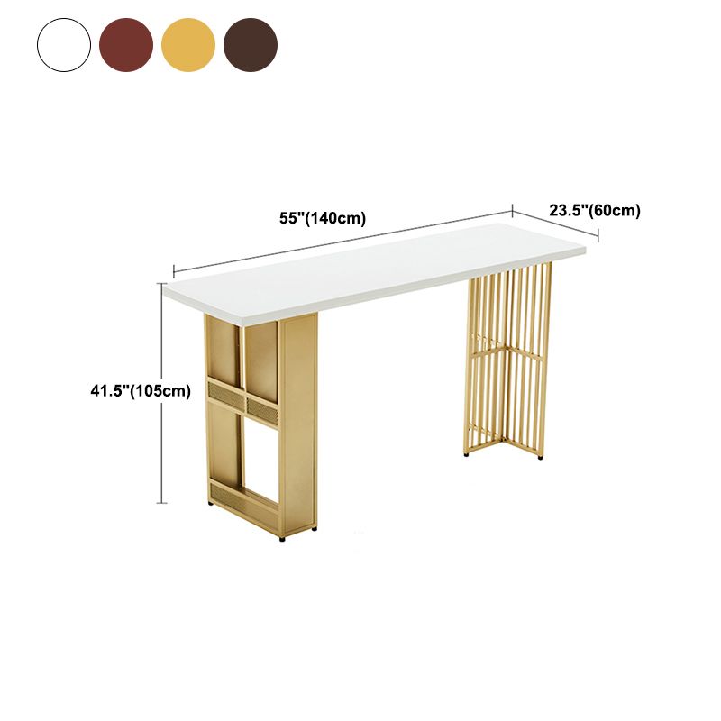 Wood Bar Table Traditional Luxury Rectangle Bar Counter Table with Double Pedestal