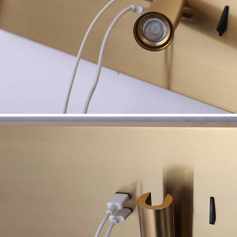 Modern Style Rectangle Shape Wall Sconce Metal 2 Lights Sconces for Bedroom