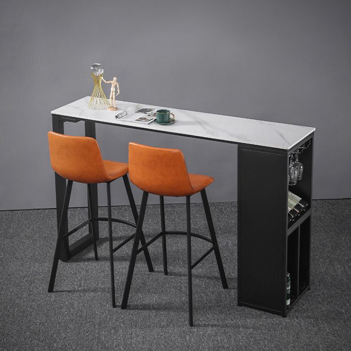 Table en marbre avec table rectangle supérieure à double piédestal noir table de piédestal - 41,3 "h