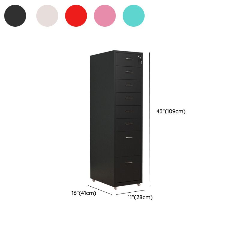 Contemporary File Cabinet Metal Frame Key Lock Lateral File Cabinet