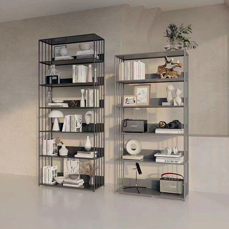 Standard Metal Bookshelf Contemporary Open Back Vertical Bookcase