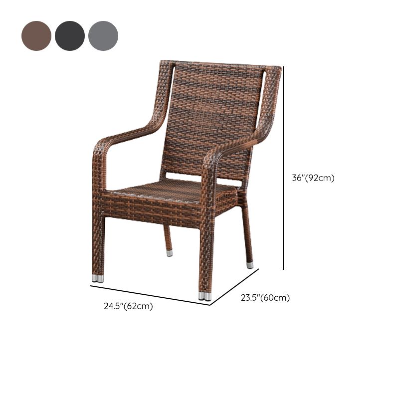 Tropical Rattan Patio Dining Armchair with Arm Dining Armchair