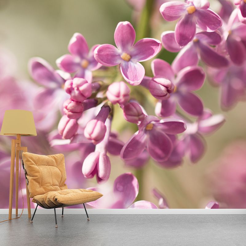 Flower Mural Wallpaper Moisture Resistant for Sleeping Room, Made to Measure