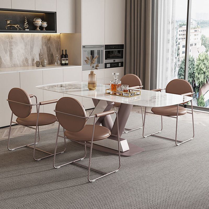 Luxury Sintered Stone Top Dining Set Rectangle 1/4/5/7 Pieces Dining Area Table Set