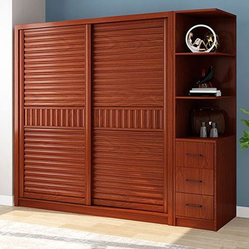 Wooden Sliding Doors Armoire Traditional Home Storage Cabinet