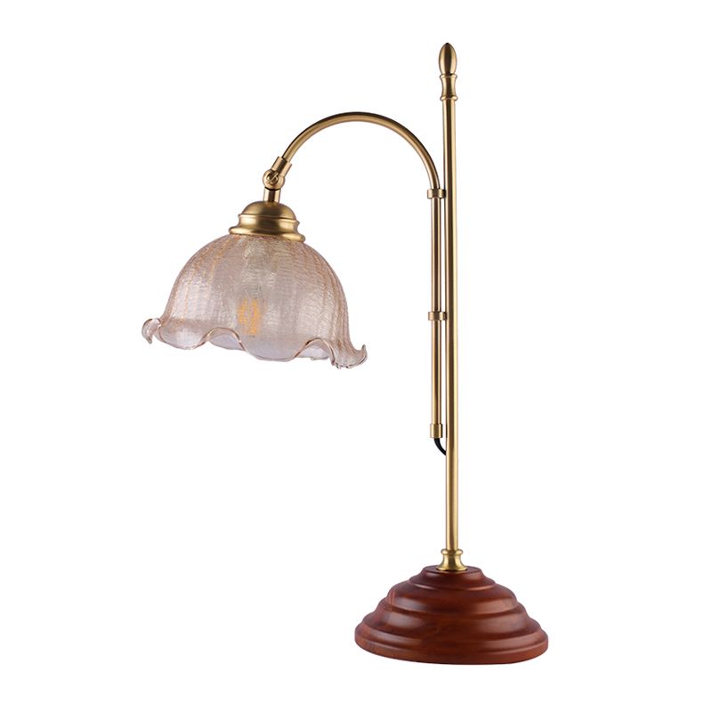 Verre craquelée Bell Floral Bureau lampe minimalisme 1 chambre à coucher légère LIVRE LIVRE EN GOL