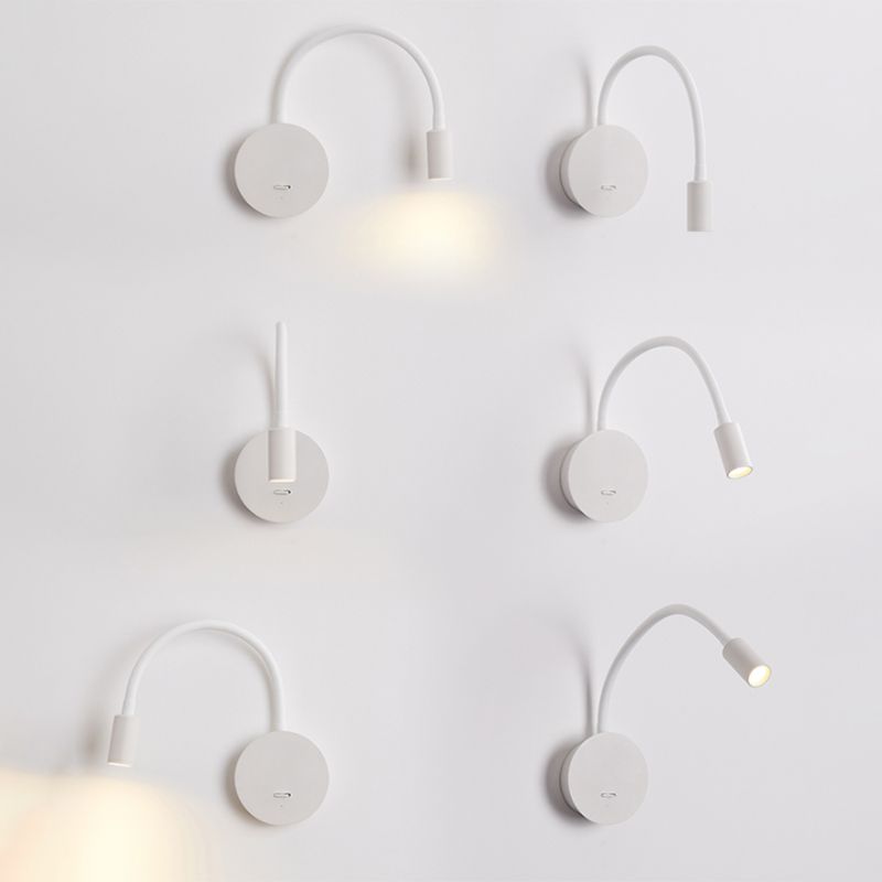 Adjustable Silicone Hose Simplicity Wall Lamp Modern Style Bedroom LED Reading Lamp with Independent Switch