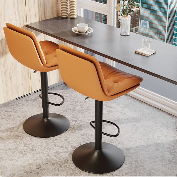 Scandinavian Adjustable Height Bar Stool Leather Upholstered Bar Stool
