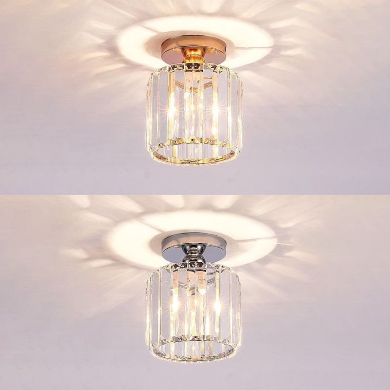 Contemporary Ceiling Light Crystal Ceiling Mounted Fixture for Hallway with Hole 3" Dia
