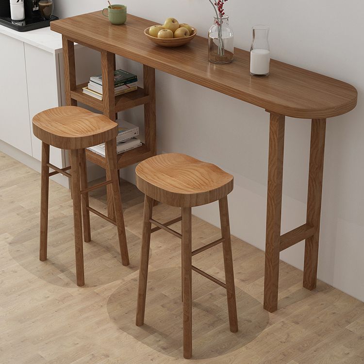 Contemporary Solid Wood Living Room Bar Dining Table in Brown