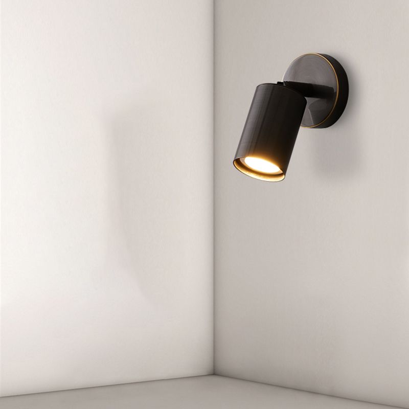 Cylinder Wall Sconce Solid Brass Wall Lighting Fixture in Black Finish