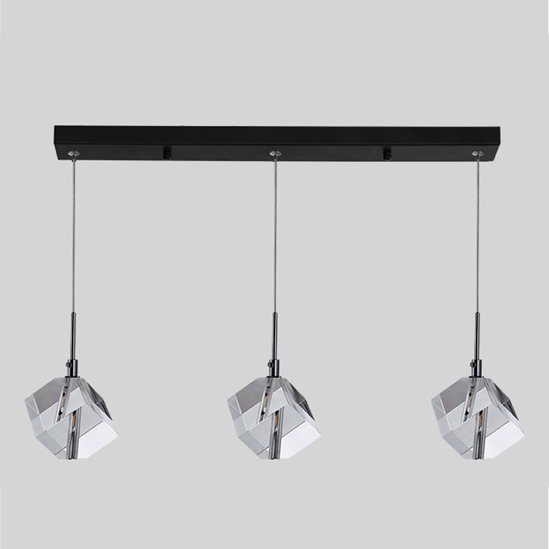 Accesorios de iluminación de estilo cuadrado moderno Ideas de iluminación de la isla de cristal