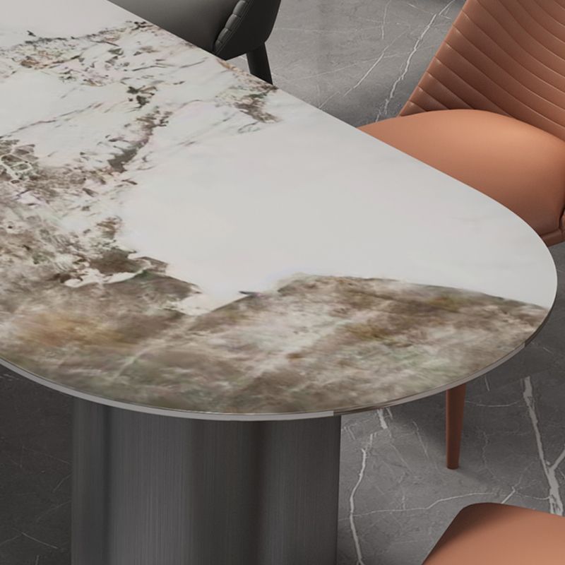 Sintered Stone Dining Table Traditional Luxury Double Pedestal Table for Kitchen