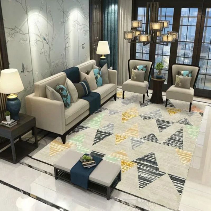 Chic Multi Color Minimalist Rug Polypropylene Abstract Geometry Rug Pet Friendly Non-Slip Machine Washable Rug for Drawing Room