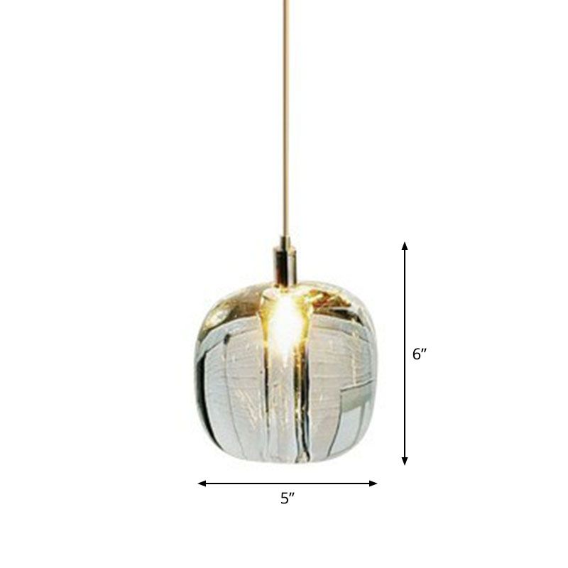 Pumpkin LED Pendant Lamp Creative Postmodern Mirror Glass Hanging Light for Cafe