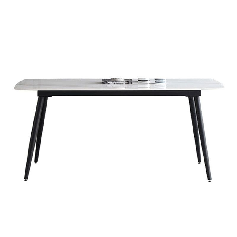 Stone Top Dining Table Traditional Luxury Table with 4 Legs in Black