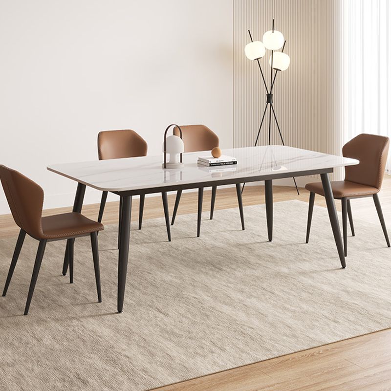 Modern 4 Legs Dining Table Sintered Stone Rectangle Table for Home