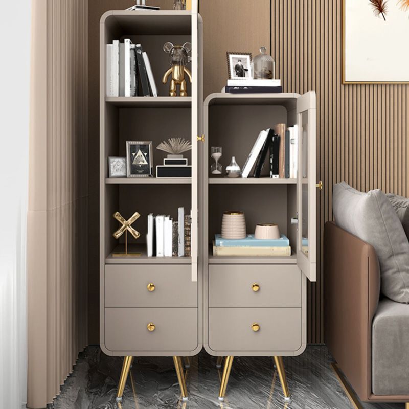 Modern 15.7" W Square Cabinet 1 Glass Door Side Cabinet with 2 Drawers