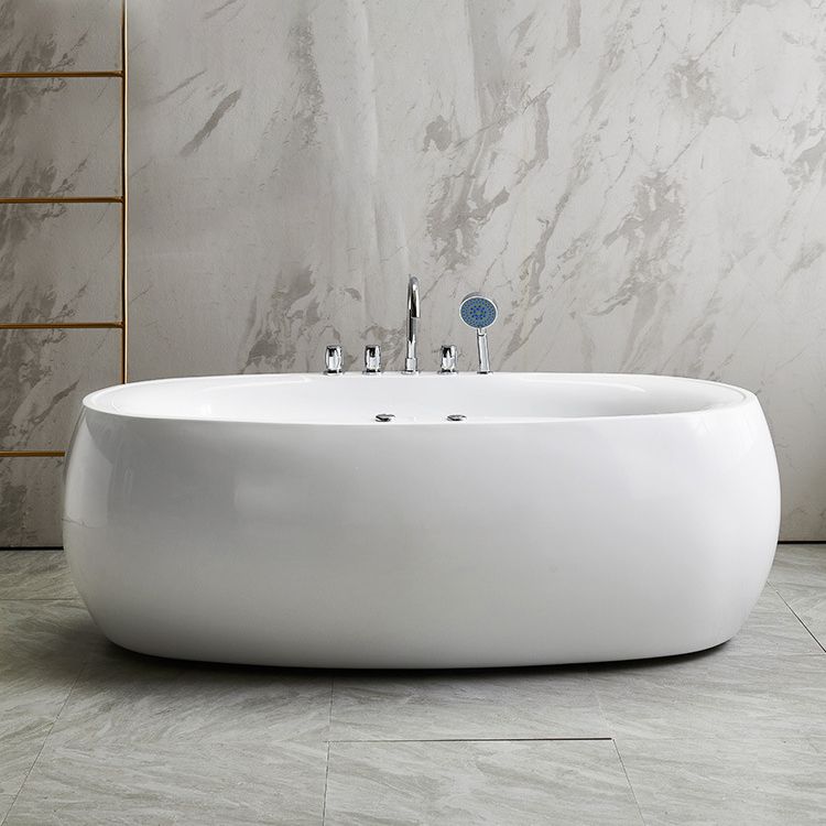 Modern Oval Acrylic Bathtub Hotel Freestanding Bath Tub in White