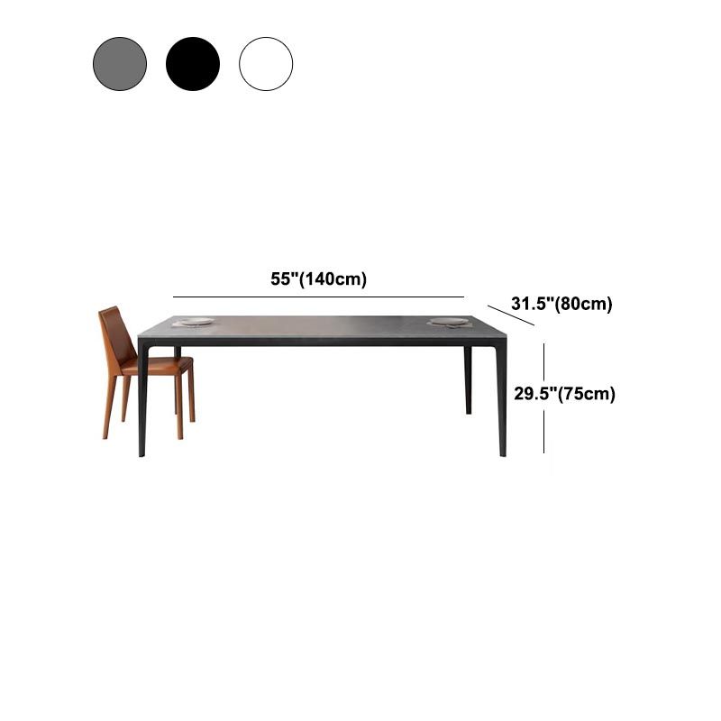 Rectangular Stone Dining Table Modern 4 Legs Furniture in Matte Finish for Home