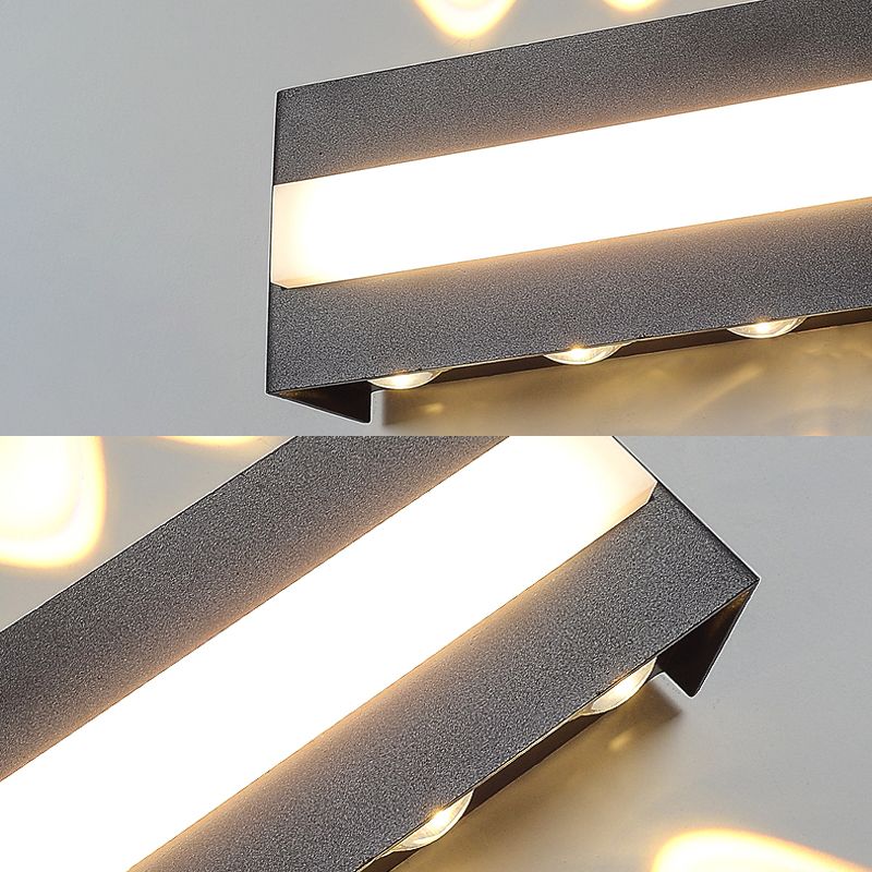 Lámpara de pared LED rectangular negra en moderna luz de pared impermeable de aluminio creativo