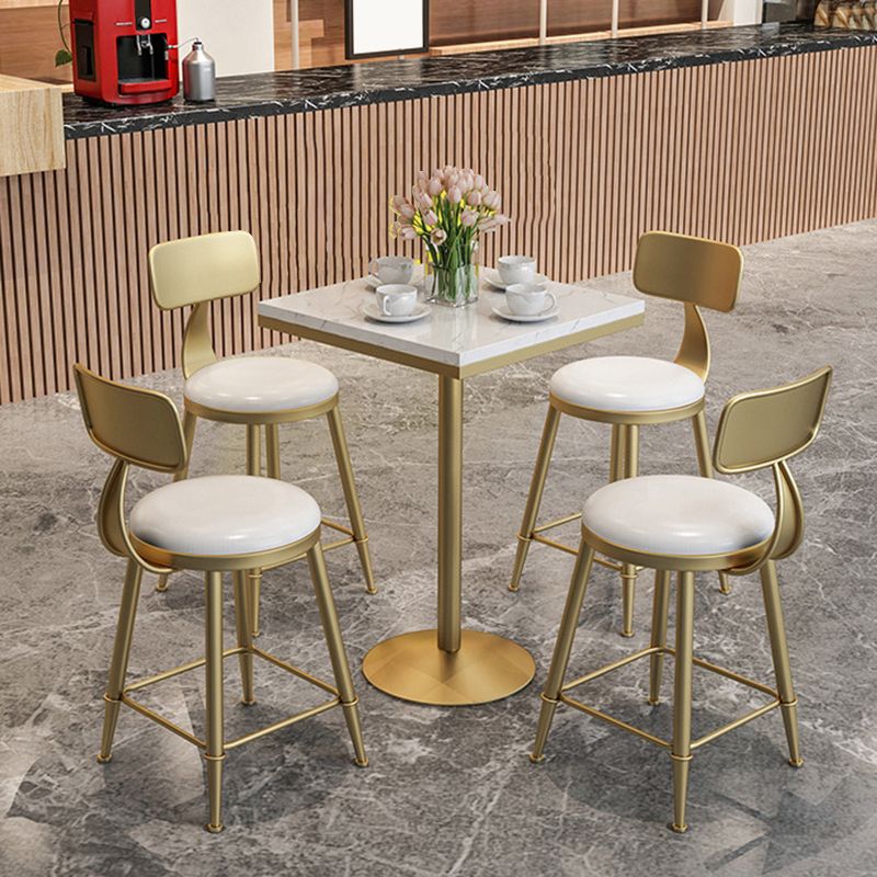 Glam Pub Table Pedestal Faux Marble Bar Table for Indoor and Breakroom