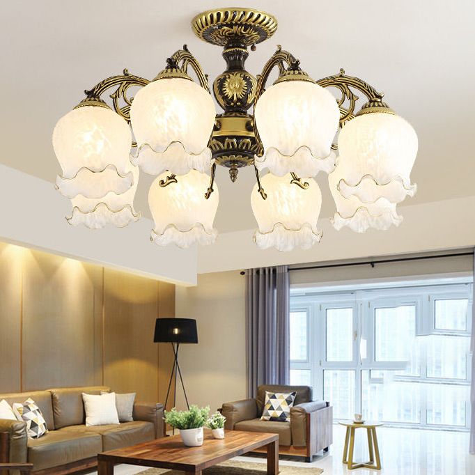 Éclairage de plafond de chambre à coucher traditionnel de la lampe semi-rince