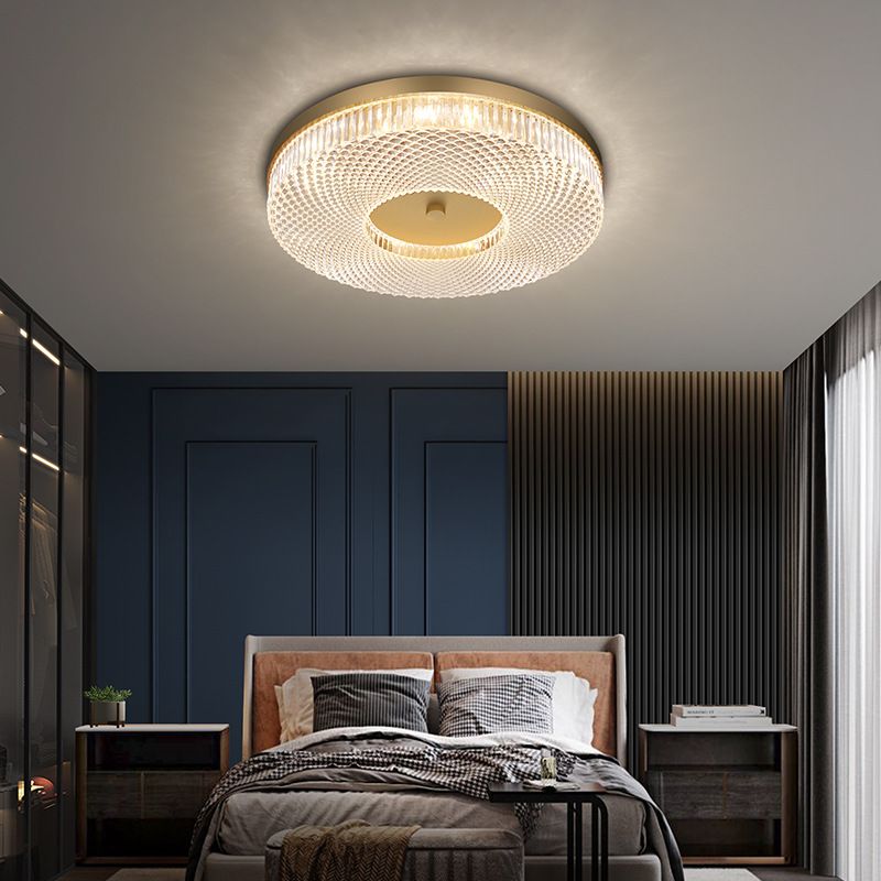 Round Flush Mount Light Fixtures Ultra-Contemporary Crystal Ceiling Light Fixtures for Bedroom