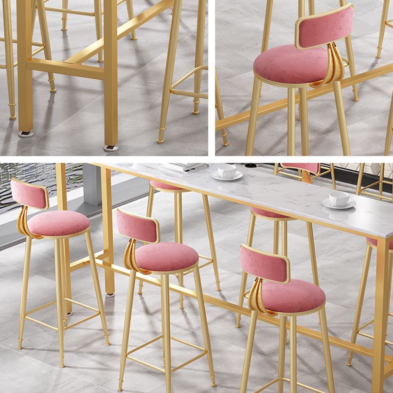 Glam Style Rectangle Bar Table 1/2/7 Pieces Faux Marble Counter Table