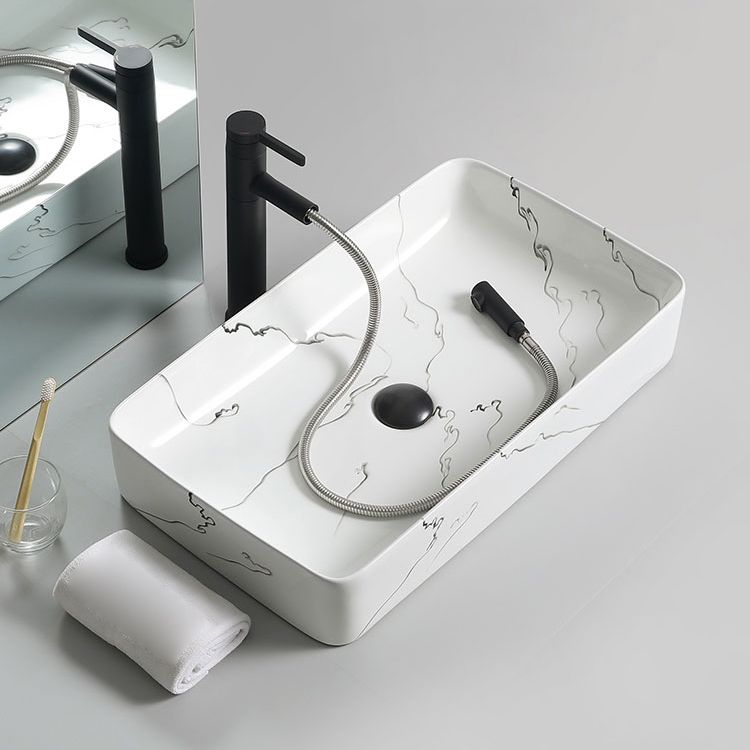 Modern Porcelain Trough Sink Oval-shape Trough Bathroom Sink