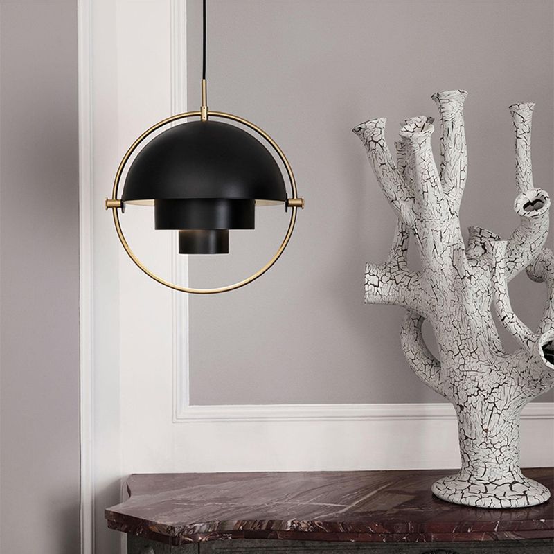 Contemporary Shaded Hanging Light Fixture Metal Living Room Ceiling Pendant Light