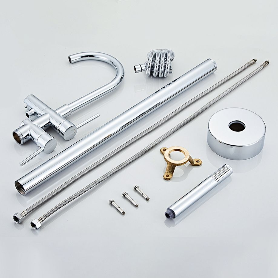Traditional Floor Mounted Freestanding Tub Filler Double Handles Bathtub Faucet
