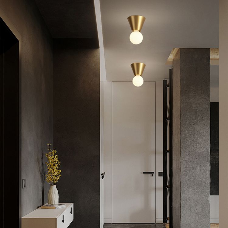 Glass Ball Shade Flush Mount in Black / Gold Brass Ceiling Flush