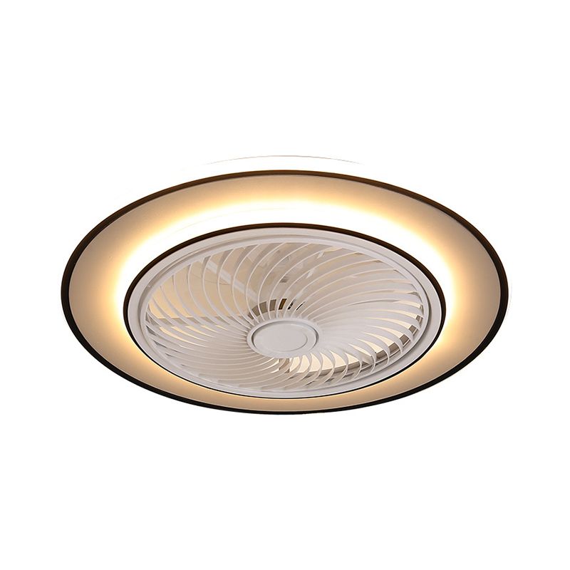 Runde Metall Deckenventilator Leichte moderne LED Black Semi Flush Mount für Schlafzimmer, 23 "Breite