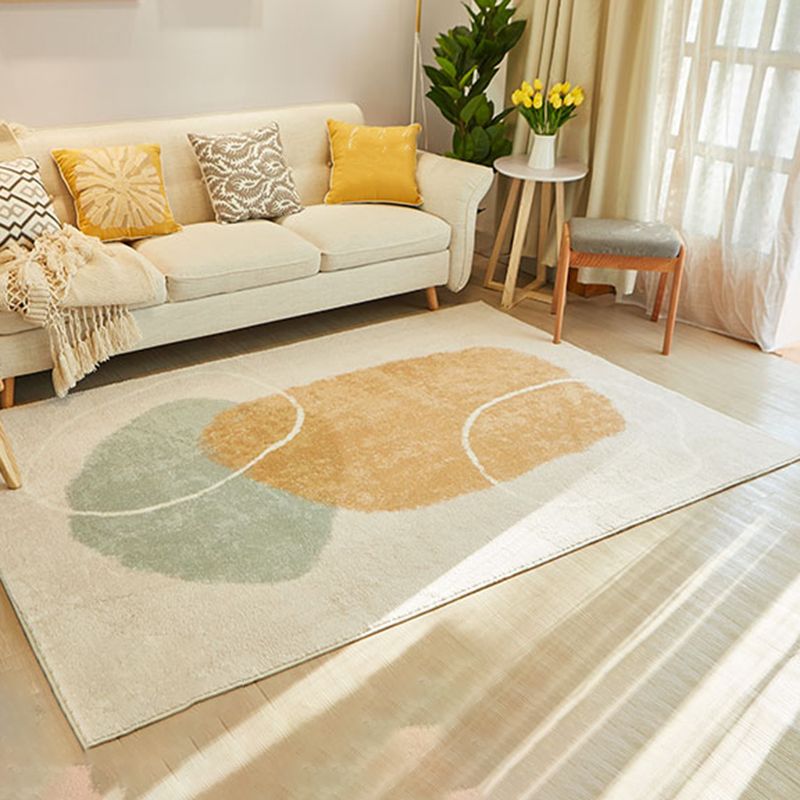 Tono bianco semplice area tappeto poliestere in poliestere astratto tappeto a blocchi di tappeto lavabile per decorazione per la casa