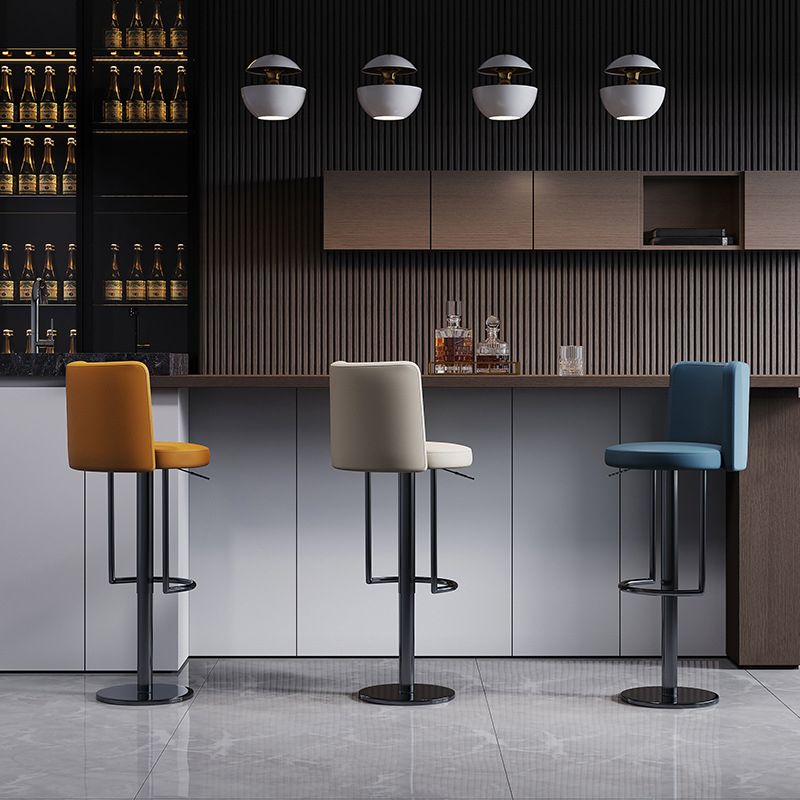 Industrial Style Liftable Bar Stool PU Leather Counter Bar Stool with Metal Legs for Home