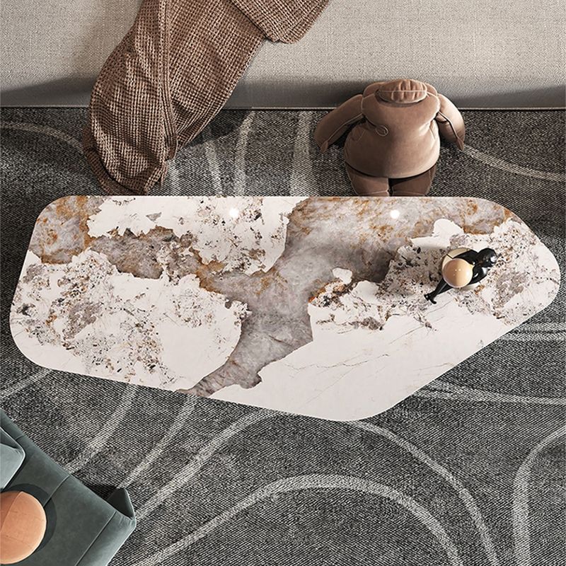 15"H Contemporary Cocktail Table Stone Sled Coffee Cocktail Table